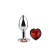 Plug Anale in Metallo con Gemma a Cuore Rosso RED SCARLET S 7 x 2,8 cm Argento