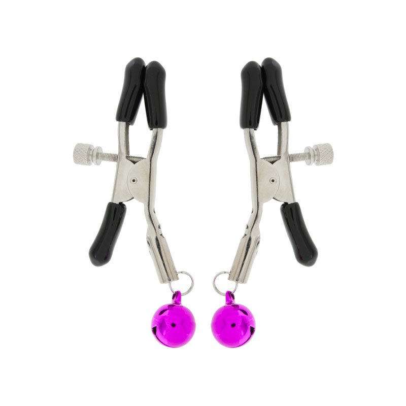 Verstelbare tepelklemmen met belletjes ToyJoy Fuchsia