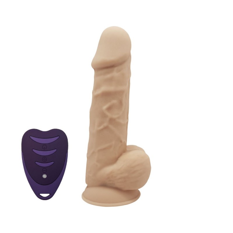 Realistische siliconen vibrator met draadloze afstandsbediening 21,5 x 5,1 cm Silexd lichte huid oplaadbaar.