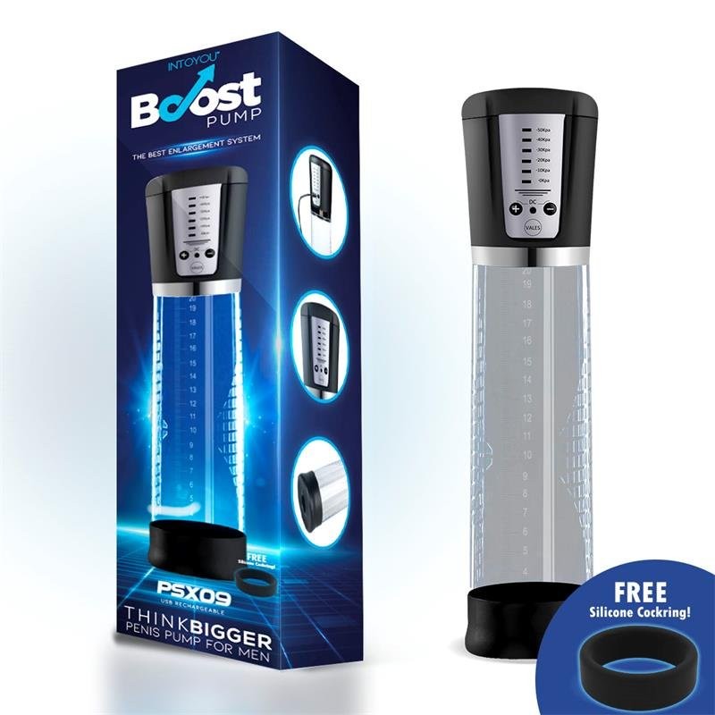 Automatische Penis Pomp met Siliconen Hoes PSX09 25 x 6 cm Transparant Oplaadbaar