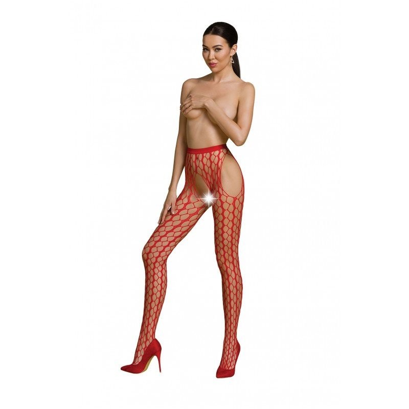Kruisloze ECO-vriendelijke panty's in het rood - One Size S007