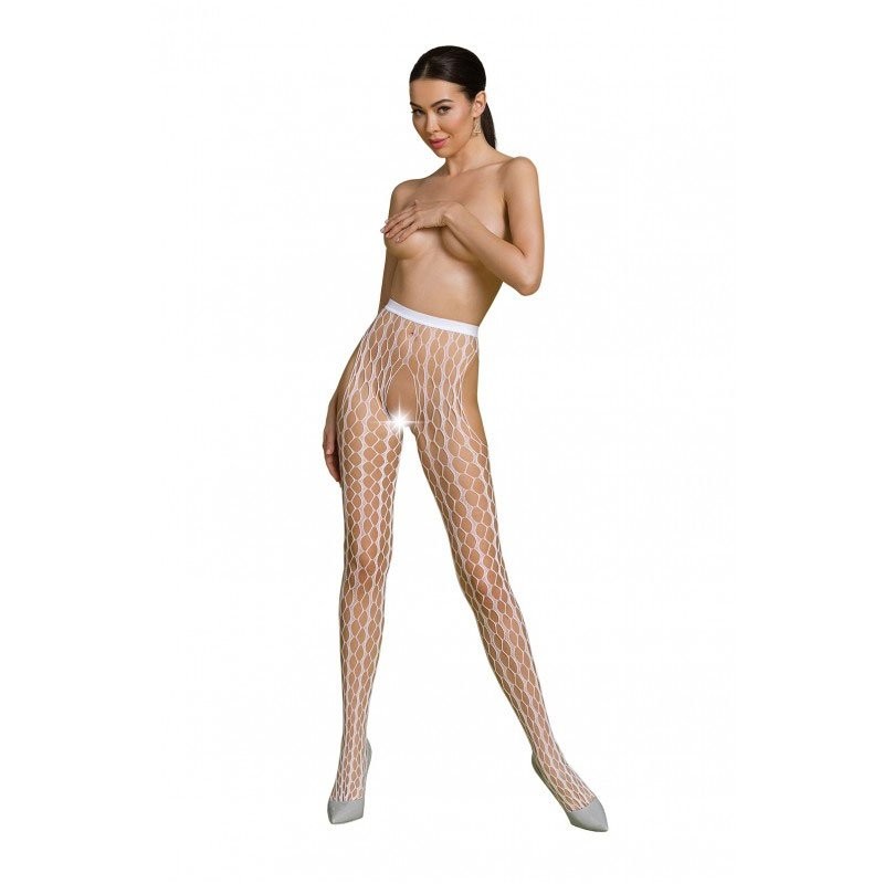 Kruisloze ECO-vriendelijke panty's in het wit - One Size S007