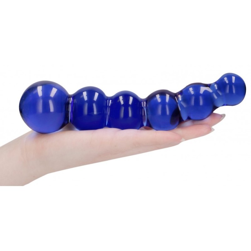 Glazen Dildo PLANETS blauw 18 x 4,3 cm