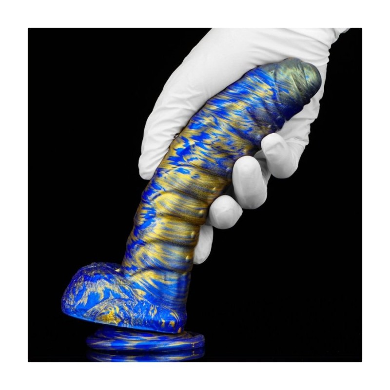 Siliconen Dildo GASIX Blauw en Goud 23 x 4 cm