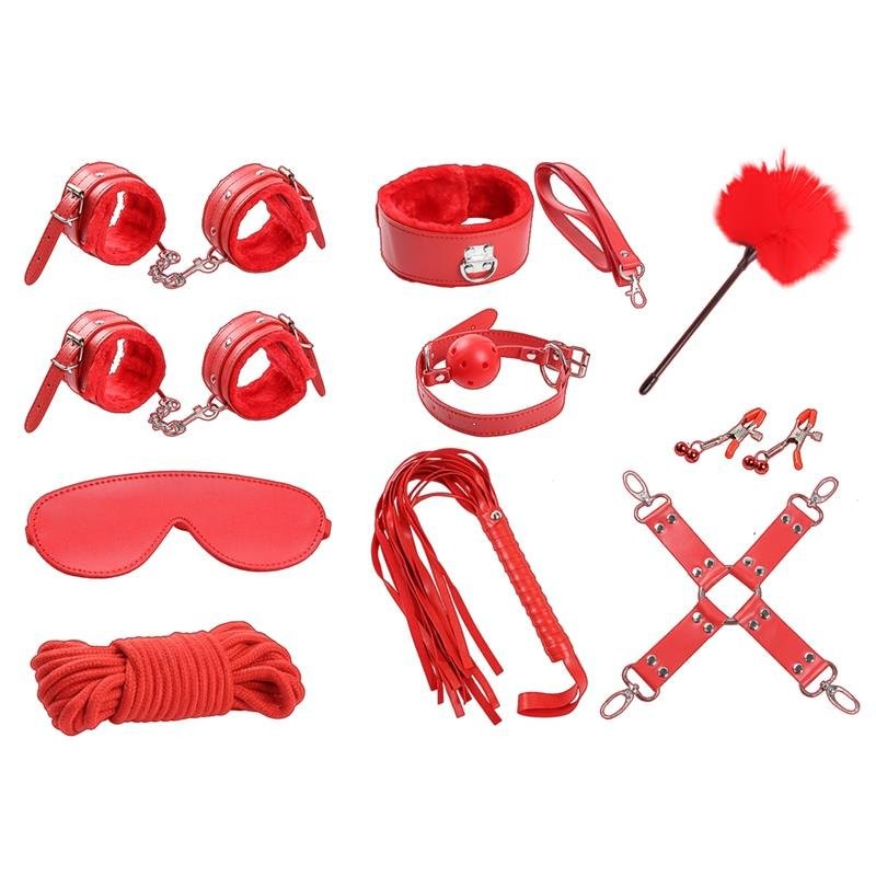 Bondage Kit Intoyou BDSM Line Set van 10 Rood