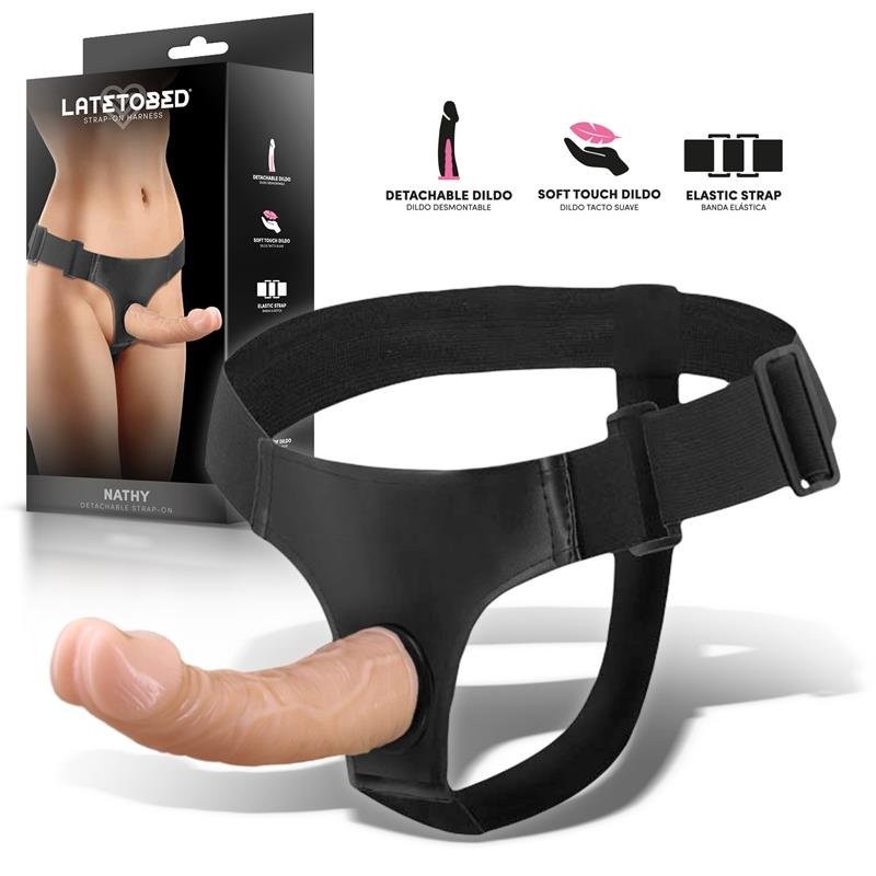Strap-On met verstelbaar harnas en realistische dildo 19 x 4 cm NATHY Licht Huid