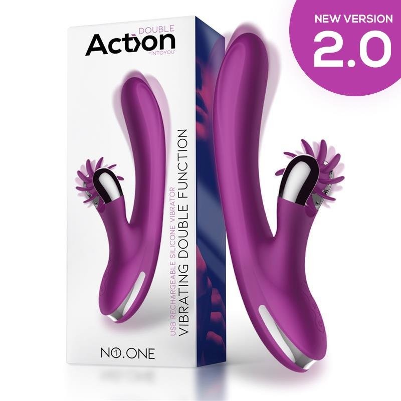 Siliconen Konijn Vibrator met Clitorale Likwiel NO. EEN 24 x 3,5 cm Paars Oplaadbaar