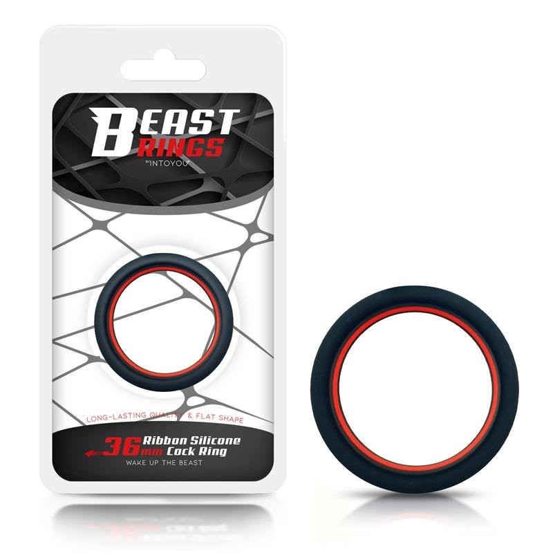 Siliconen Cockring 3,6 cm Beast Rings Rood en Zwart