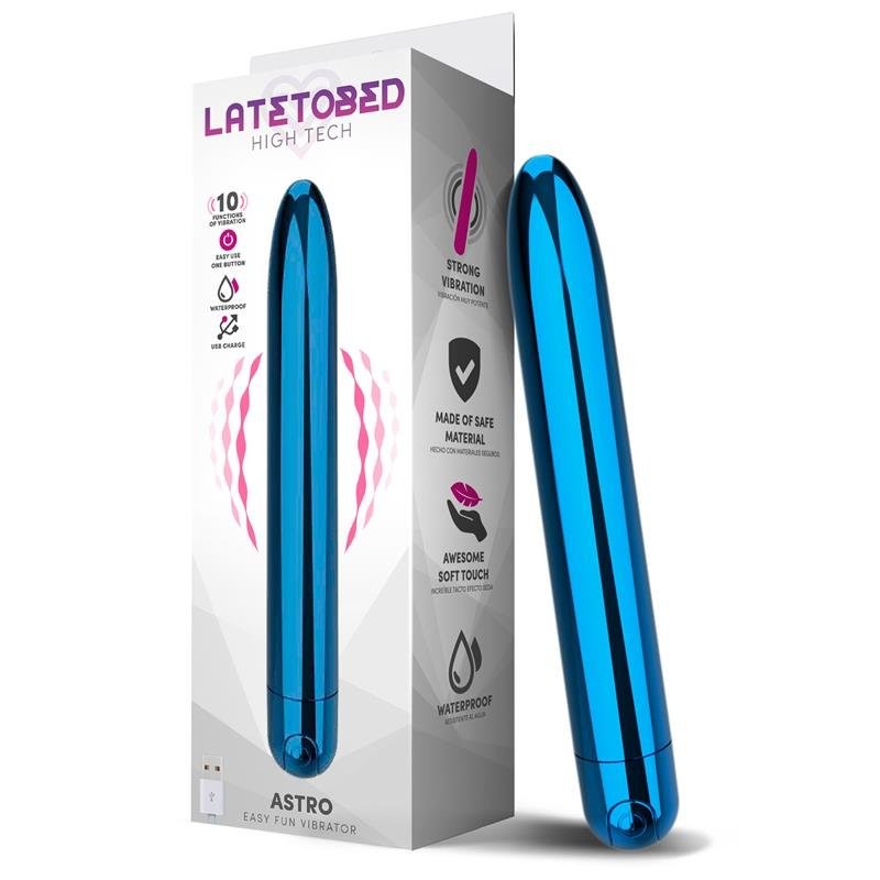 Klassieke Vibrator ASTRO 18,5 x 2,6 cm Metallic Blauw Oplaadbaar