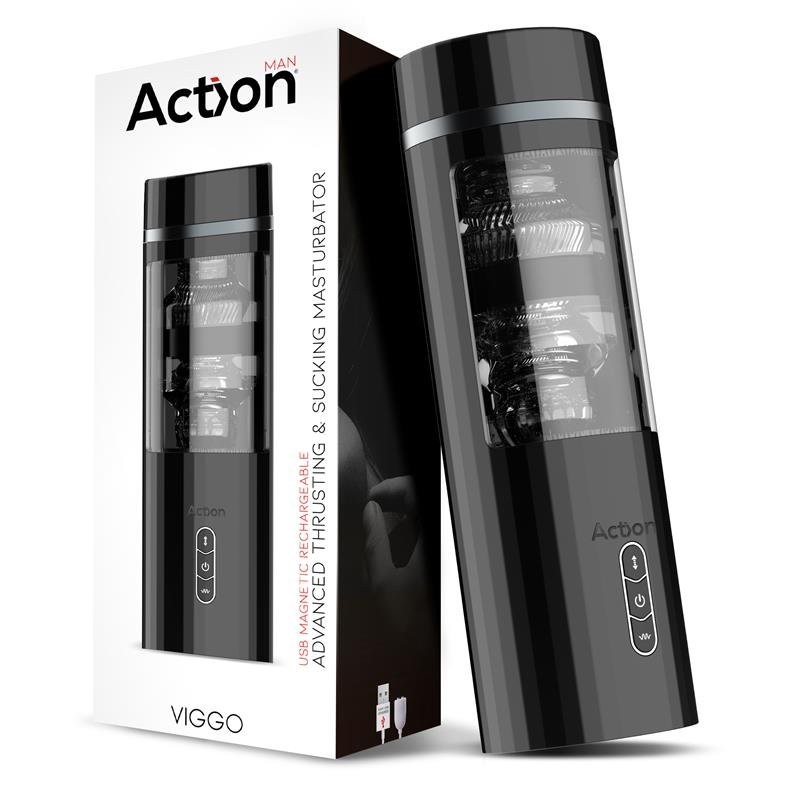 Vibrerende Automatische Melkende Masturbator met Zuigkracht VIGGO 28.9 x 9 Zwart Oplaadbaar