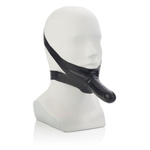 Strap-On met Latex Dildo om te dragen op de mond ACCOMODATOR 14 x 4 cm Zwart