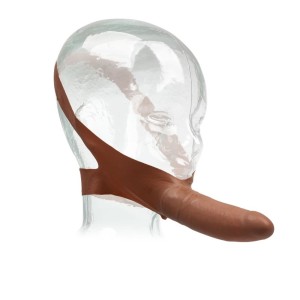 Strap-On met Latex Dildo om te dragen op de mond ACCOMODATOR 14 x 4 cm Donkere Huid