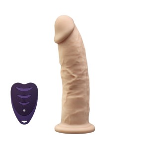 Realistische siliconen vibrator met draadloze afstandsbediening 17,5 x 4,4 cm Silexd lichte huid oplaadbaar.
