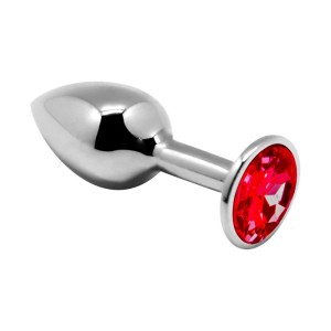 Metalen Anaalplug met Rode Edelsteen MINI METAAL L 9 x 4,1 cm Zilver