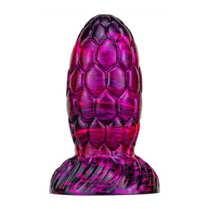 Siliconen Drakenei Dildo WARNAX Fuchsia en Zwart 16 x 7 cm