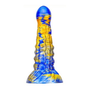 Siliconen Dildo NINJA FANTASY Blauw en Goud 21 x 5,2 cm