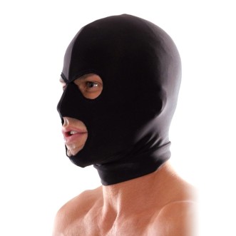Spandex BDSM Hood met oog- en mondopeningen Fetish Fantasy Zwart - One Size