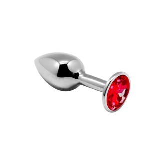Metalen Anaalplug met Rode Edelsteen MINI METAAL S 7 x 2,8 cm Zilver