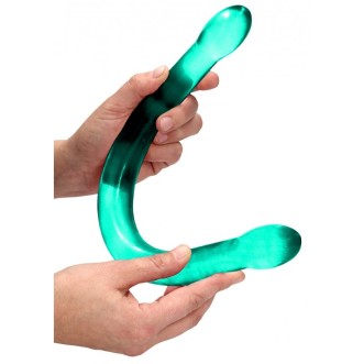 Dubbele Dildo Real Rock Crystal Groen 42 x 3,5 cm