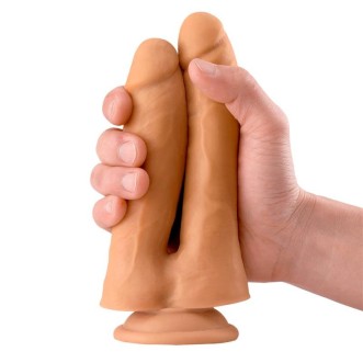 Realistische Dubbele Dildo TWIN 18 x 3 cm en 17 x 3.5 cm Licht Huidskleur