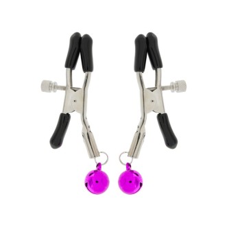 Verstelbare tepelklemmen met belletjes ToyJoy Fuchsia
