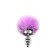 Metalen anaalplug met roze pompon FLUFFY TWIST S 7 x 2,8 cm Zilver