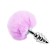 Metalen Anaalplug met Roze Pompon FLUFFY TWIST L 9 x 4 cm Zilver