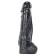 Reusachtige realistische dildo met Vac-U-Lock bevestiging, geaderd, zwart, 26 x 6,5 cm