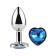 Metalen anaalplug met blauwe hartvormige edelsteen BLAUWE SAFFIER L 9 x 4 cm Zilver