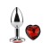 Metalen anaalplug met rode hartvormige edelsteen ROOD SCARLET L 9 x 4 cm Zilver