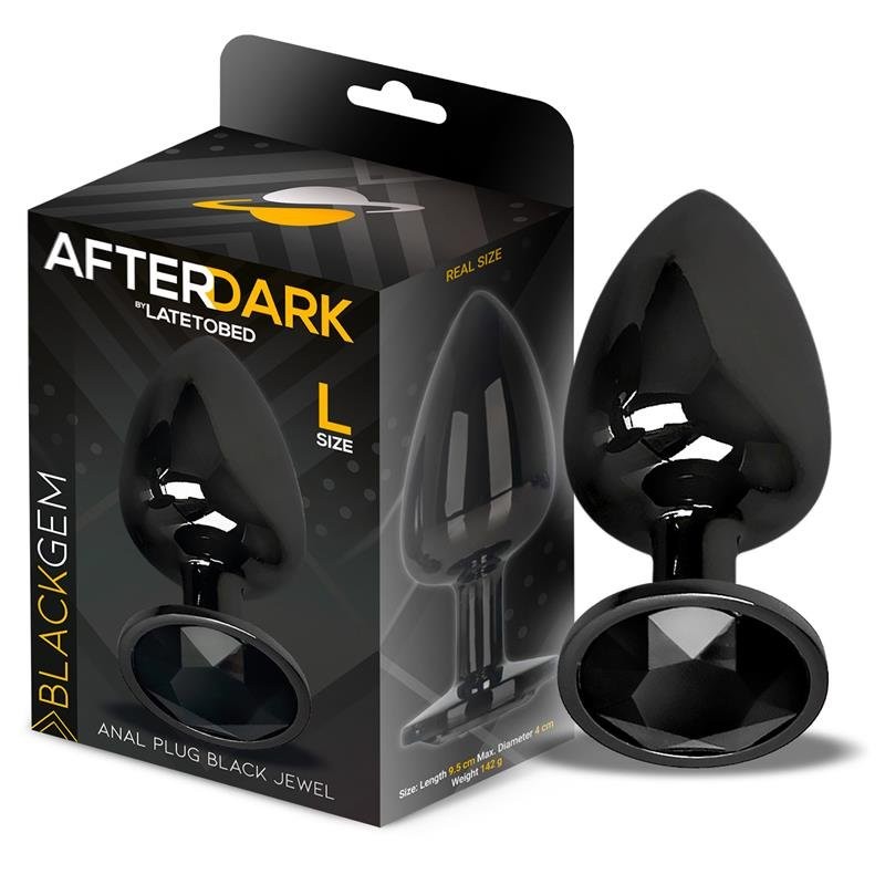 Plug anal de metal com gema preta BLACKGEM L 7,5 x 4 cm Preto