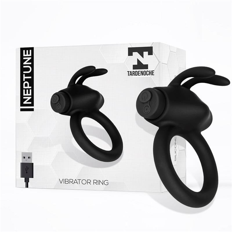 Anel Peniano Vibratório em Silicone NEPTUNE Recarregável Preto