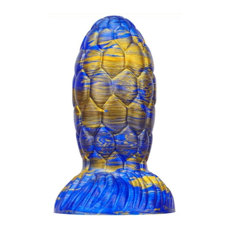 Ovo de Dragão de Silicone Dildo WARNAX Azul e Dourado 16 x 7 cm