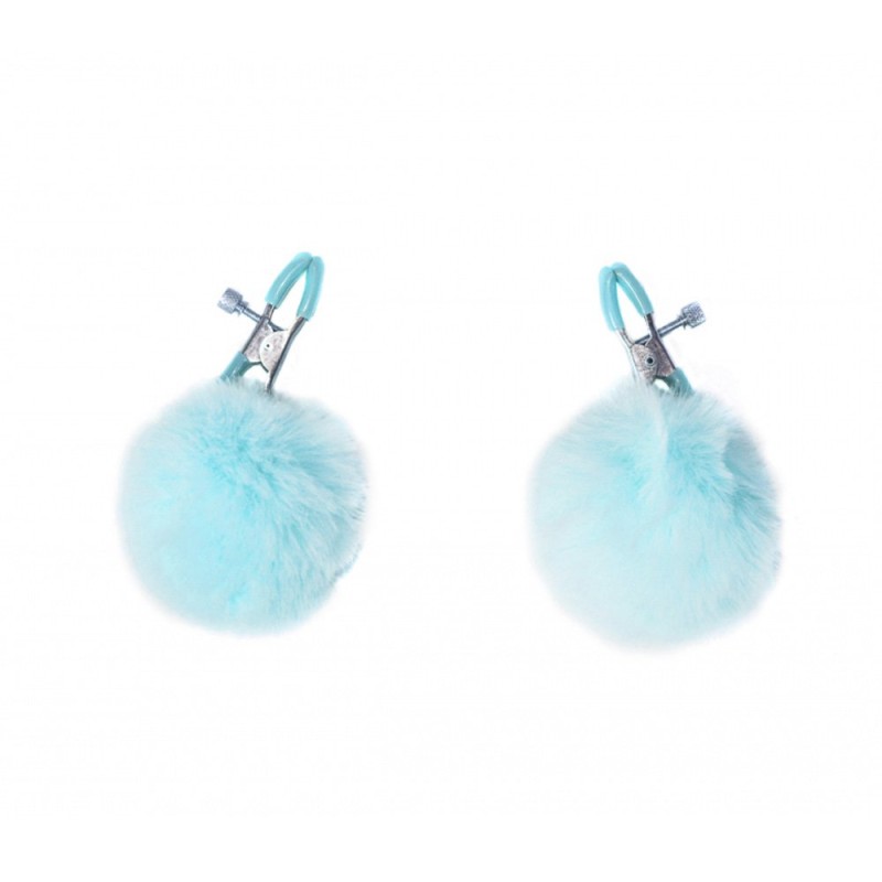 Pinças de Mamilo Ajustáveis ​​​​com Pompon ANGELIC Azul
