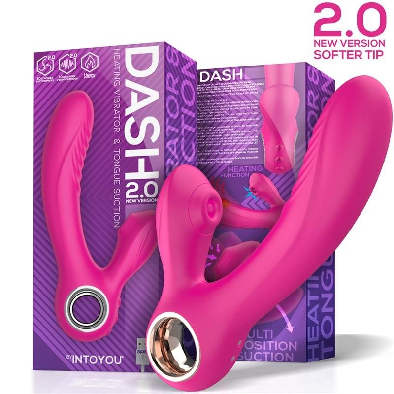 Vibrador de Coelho em Silicone com Pulsos Clitorianos e Aquecimento DASH 2.0 18.35 x 3.5 cm Rosa Recarregável
