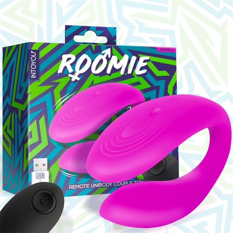 Vibrador de Silicone para casais com Controle Remoto sem fio ROOMIE Fuchsia Recarregável