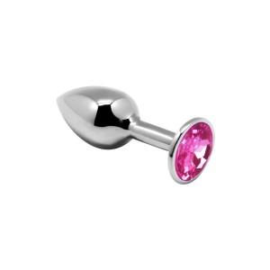 Plug Anal de Metal com Pedra Rosa MINI METAL S 7 x 2.8 cm Prata