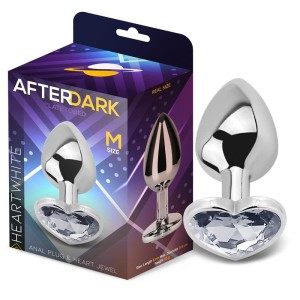 Plug Anal de Metal com Pedra de Coração Branco HEART WHITE M 8 x 3.4 cm Prata