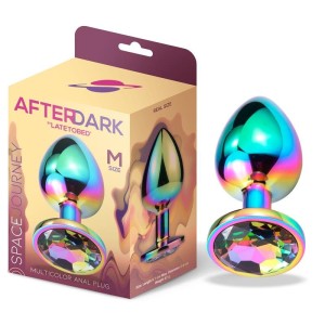 Plug anal de metal com gema multicolorida SPACE JOURNEY M 8,1 x 3,4 cm Multicolorido