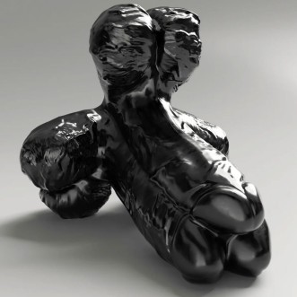 Triplo Gigante Realístico Dildo GAPE, SET, E MATCH All Black Esteróide 30 x 13 cm Preto